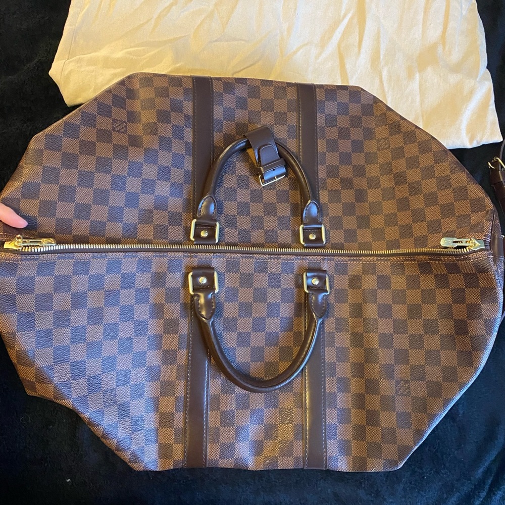 Auth Louis Vuitton Damier Keepall 55 Bandouliere